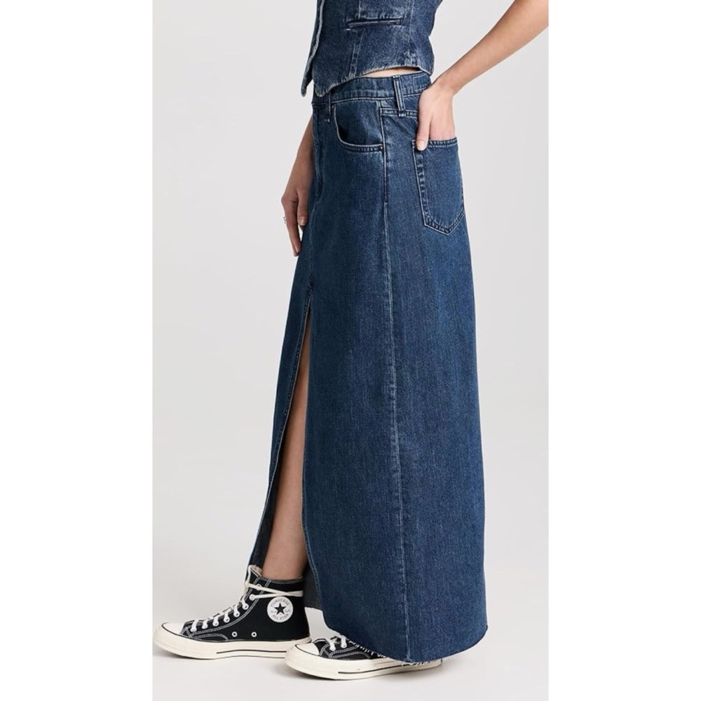 NWOT Rag & Bone Avery Maxi Denim Jean Skirt Navy Dark Blue Size 27 - Picture 2 of 16
